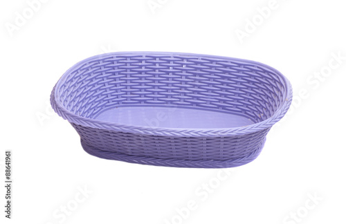 Empty plastic basket isolated on white background photo