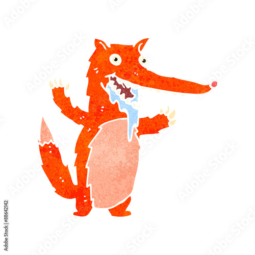 retro cartoon drooling fox
