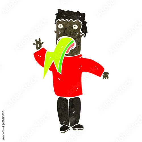 retro cartoon man spitting lightning