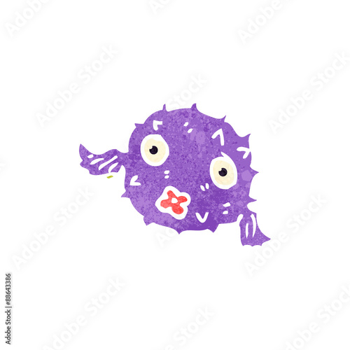 retro cartoon puffer fish