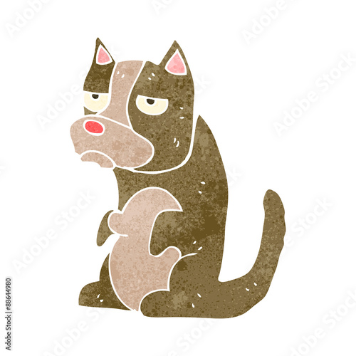retro cartoon grumpy dog