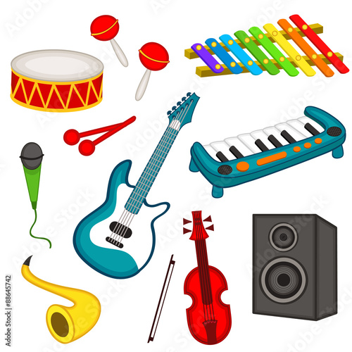 set of isolated musical instruments - vector illustration, eps