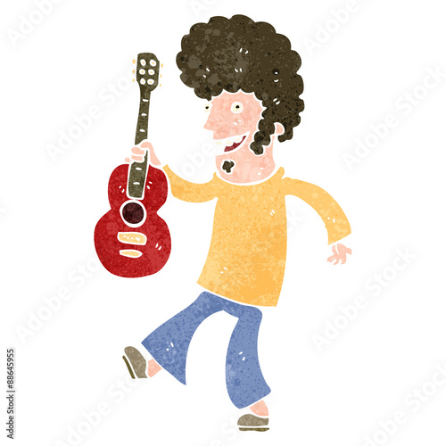 retro cartoon guitar player