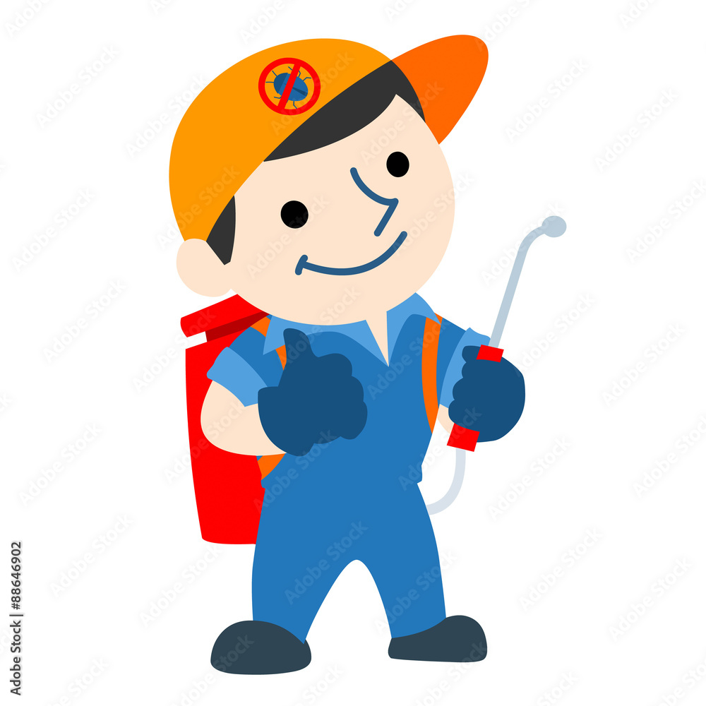 pest control service logo cartoon vector Stock ベクター | Adobe Stock