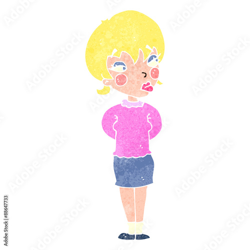 retro cartoon anoyed blond woman