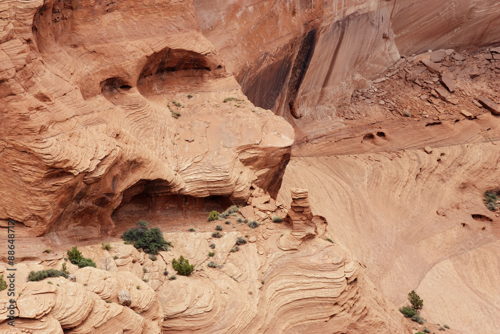 Erosion has produced strange rock patterns.Canyon de Chelly National Monument,Arizona..