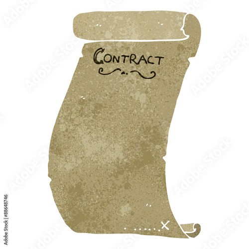 retro cartoon scroll contract