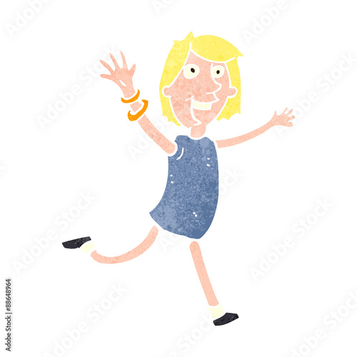 retro cartoon cartoon excited woman