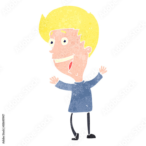 retro cartoon happy blond boy