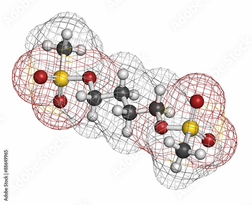 Busulfan cancer chemotherapy drug molecule (alkylating agent).  photo