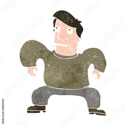retro cartoon man squatting