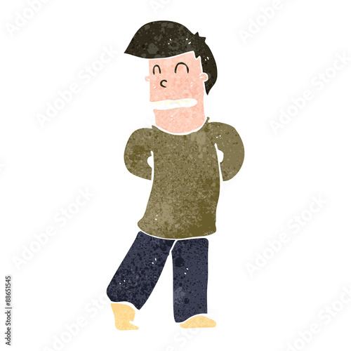 retro cartoon shy man