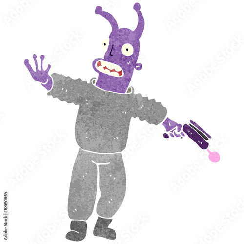 retro cartoon alien space man