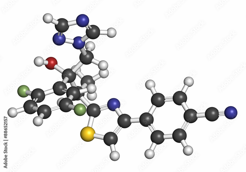 Isavuconazole triazole antifungal drug molecule. Isavuconazole triazole antifungal drug molecule.