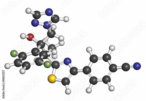 Isavuconazole triazole antifungal drug molecule.  photo