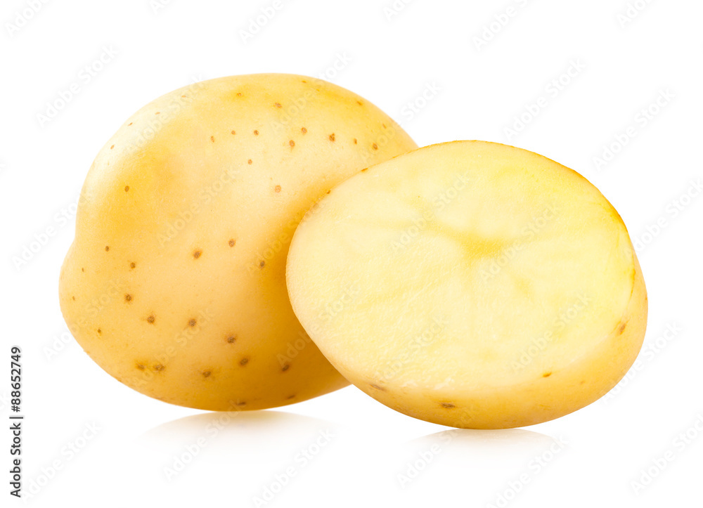 fresh potatoes isolated on white background