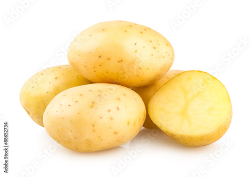 fresh potatoes isolated on white background