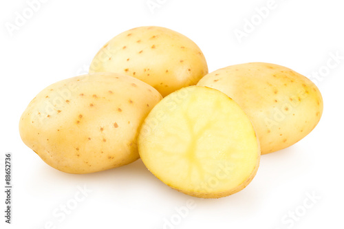 fresh potatoes isolated on white background