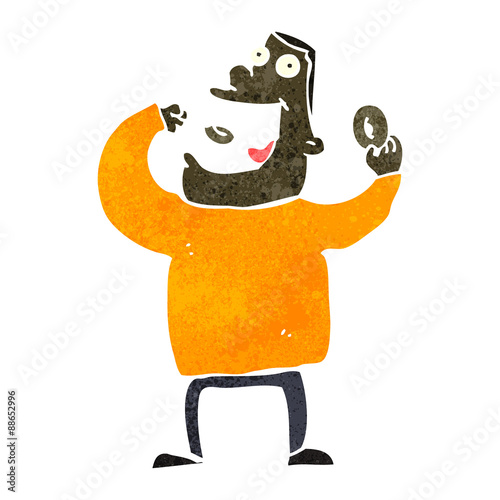 retro cartoon greedy man