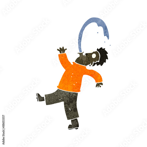 retro cartoon man spitting water