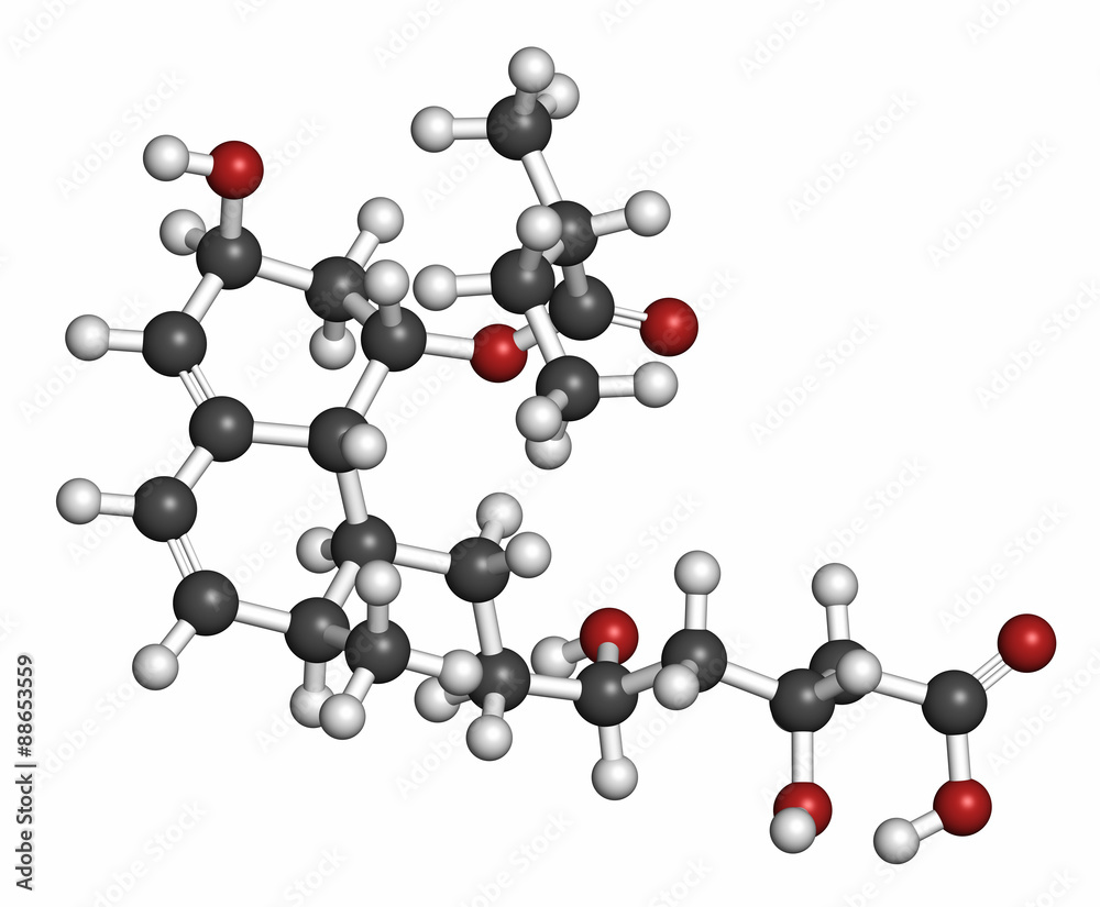 Pravastatin cholesterol lowering drug molecule. Pravastatin cholesterol lowering drug molecule.