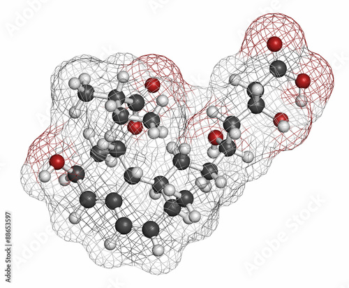 Pravastatin cholesterol lowering drug molecule.  photo