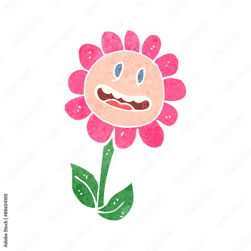 retro cartoon flower grinning retro cartoon flower grinning