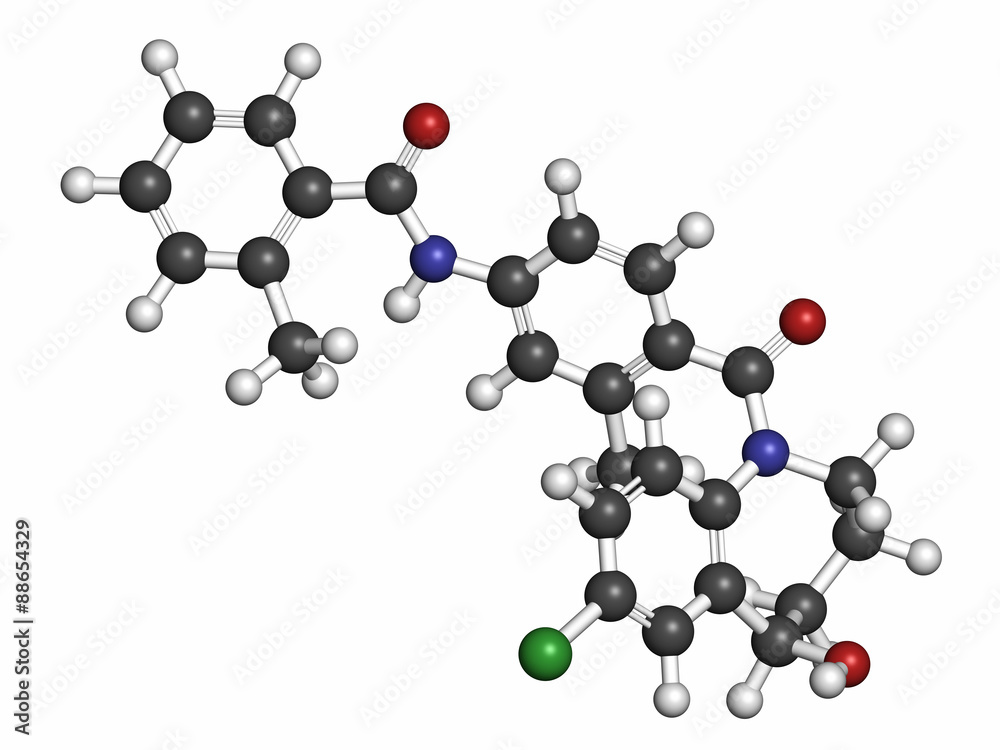 Tolvaptan hyponatremia (low blood sodium level) drug molecule. Tolvaptan hyponatremia (low blood sodium level) drug molecule.