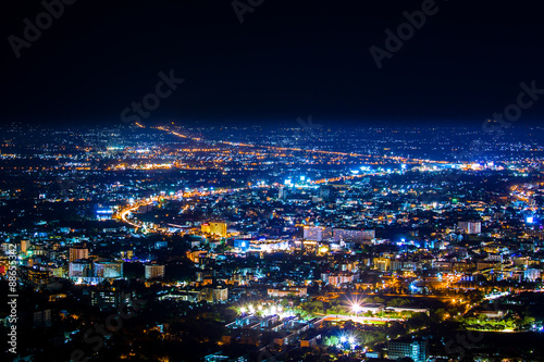 Wallpaper Mural Cityscape at night of Chiang Mai, Thailand. Top of view. Torontodigital.ca