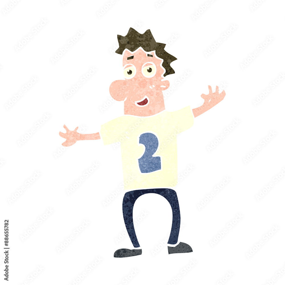 retro cartoon man in shirt number two retro cartoon man in shirt number two