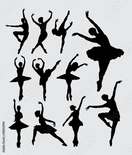 Ballet woman dancer silhouettes