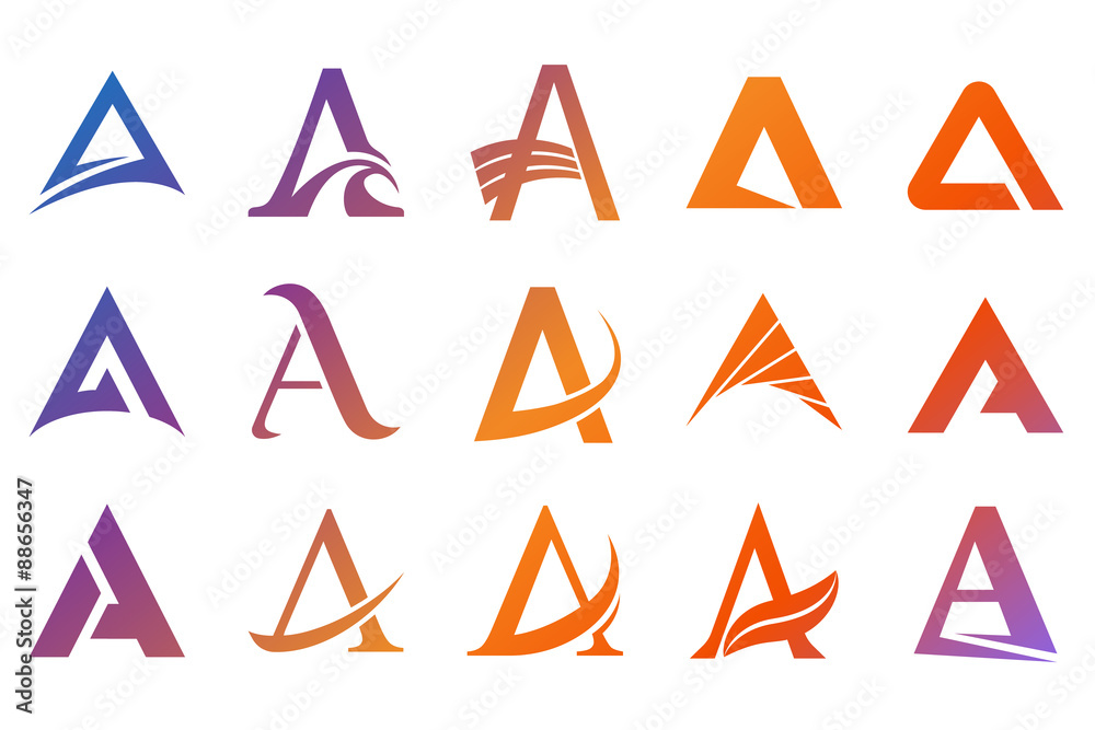 Alphabet symbols  and elements of A letter