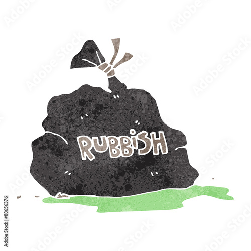 retro cartoon rubbish bag