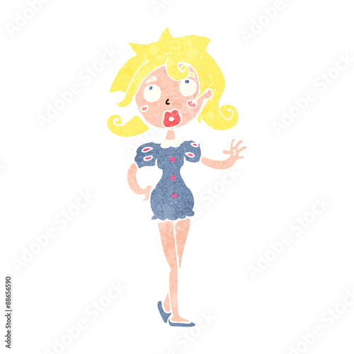 retro cartoon pretty blond girl