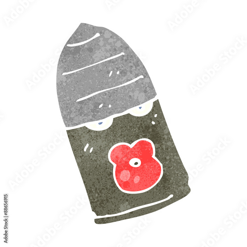 retro cartoon bullet with face