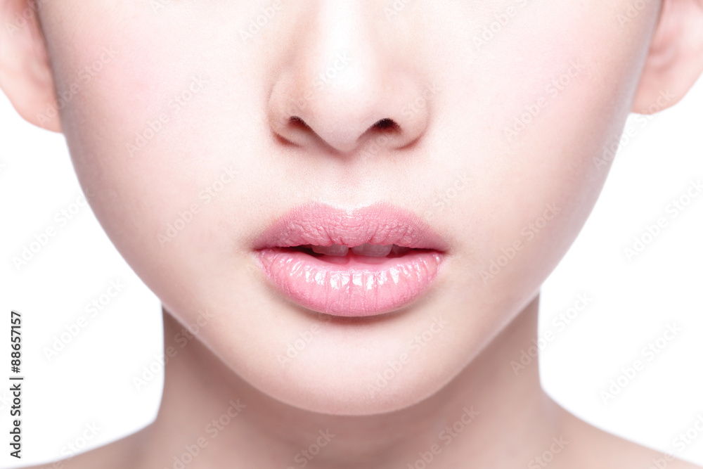 Beautiful woman lips closeup