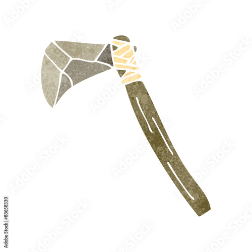 retro cartoon primitive stone axe