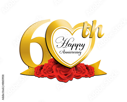 wedding anniversary logo heart 60