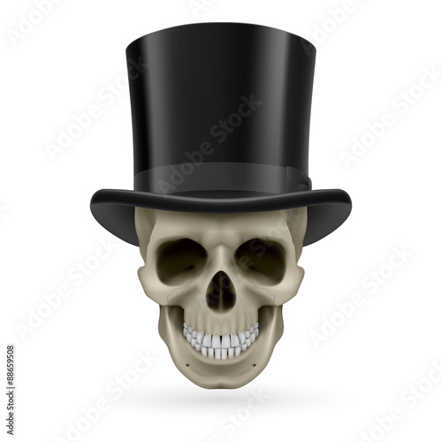 Human skull with hat on