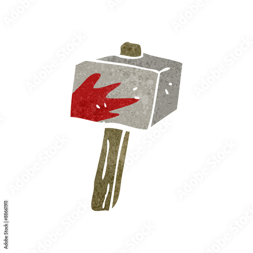 retro cartoon bloody stone hammer