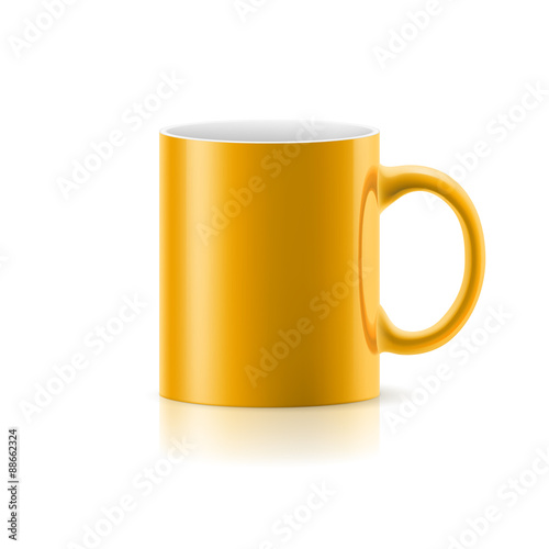 Yellow mug on white