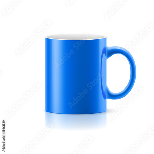 Blue mug on white