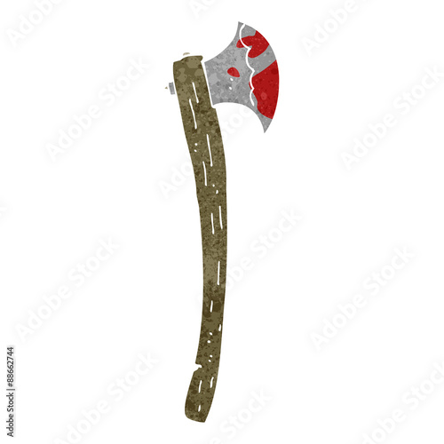 retro cartoon bloody axe
