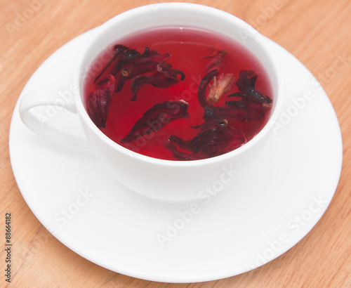 red tea on a wooden background
