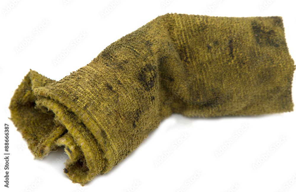 Fototapeta premium dirty green cloth on a white background