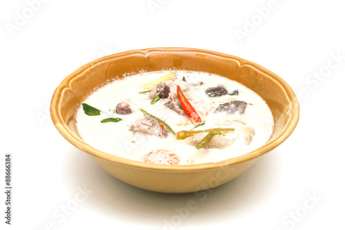 Soup made from coconut milk and vegetables