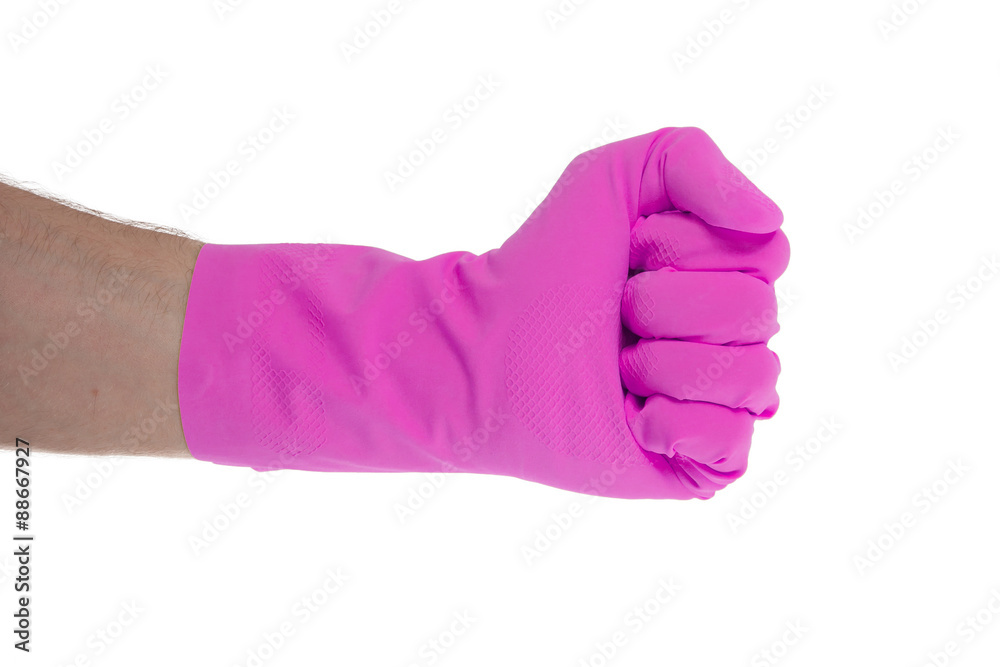 Rubber glove, making fist
