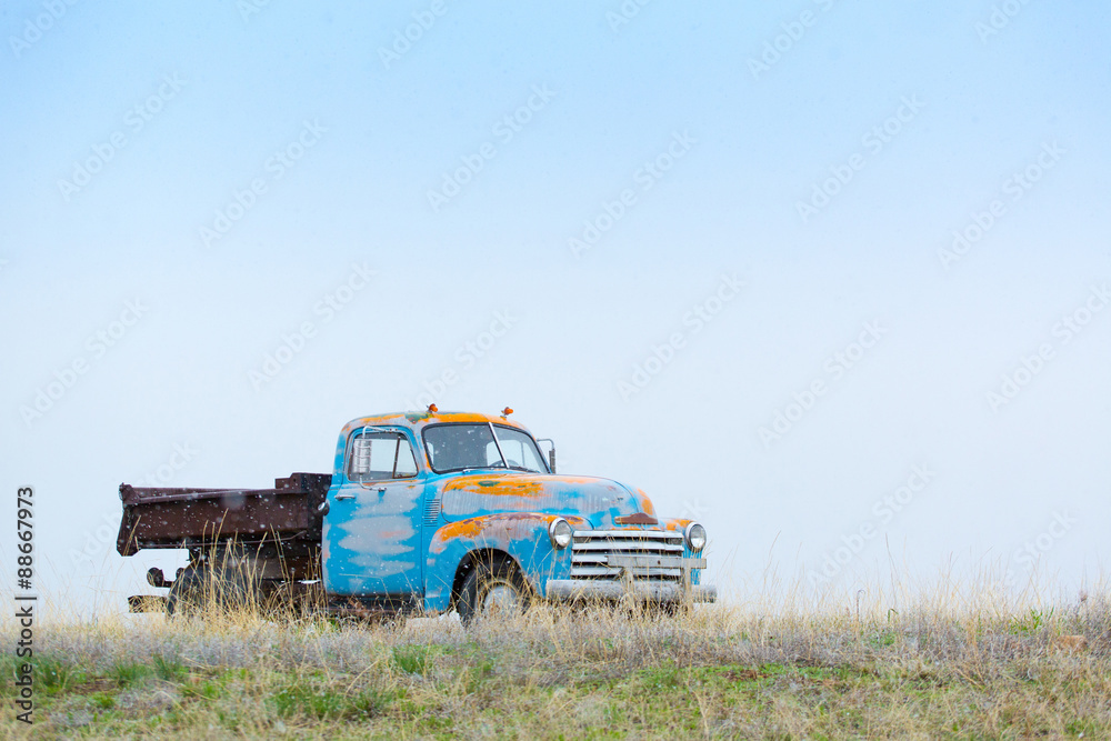 Old truck left on a middle of nowhere Old truck left on a middle of nowhere