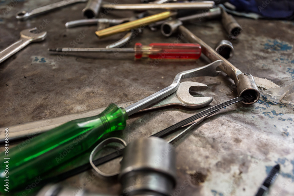 Fototapeta premium A lot of tools in tray