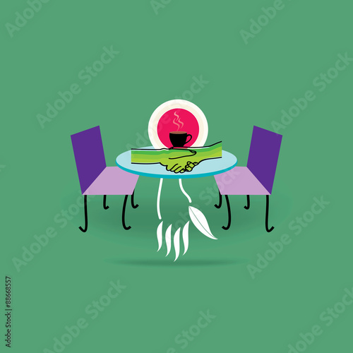 creative coffee table with relation concept vector illustration 